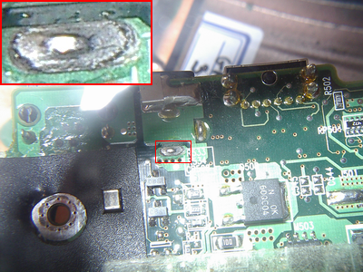 La soudure qui a souffert (photo d&acute;un COMPAQ 12 XL 409)