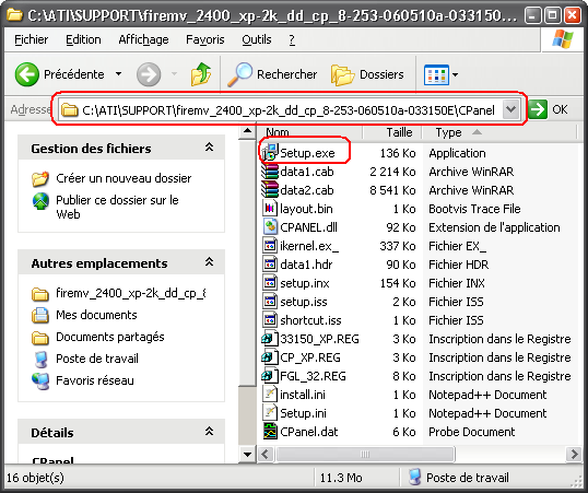 Les fichiers d&acute;installation du Control Panel