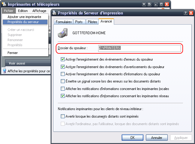 Modifier le cache d&acute;impression