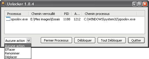 L&acute;interface de Unlocker