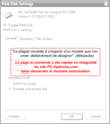 Choisir Emulate a local Hard Disk pour une meilleure compatibilit&eacute;