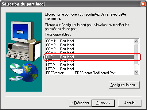 S&eacute;lection du port local
