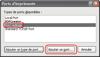 S&eacute;lectionner Port redirig&eacute;